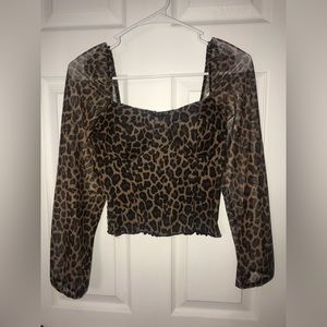 SHEIN Leopard Cheetah Blouse Top Size Small